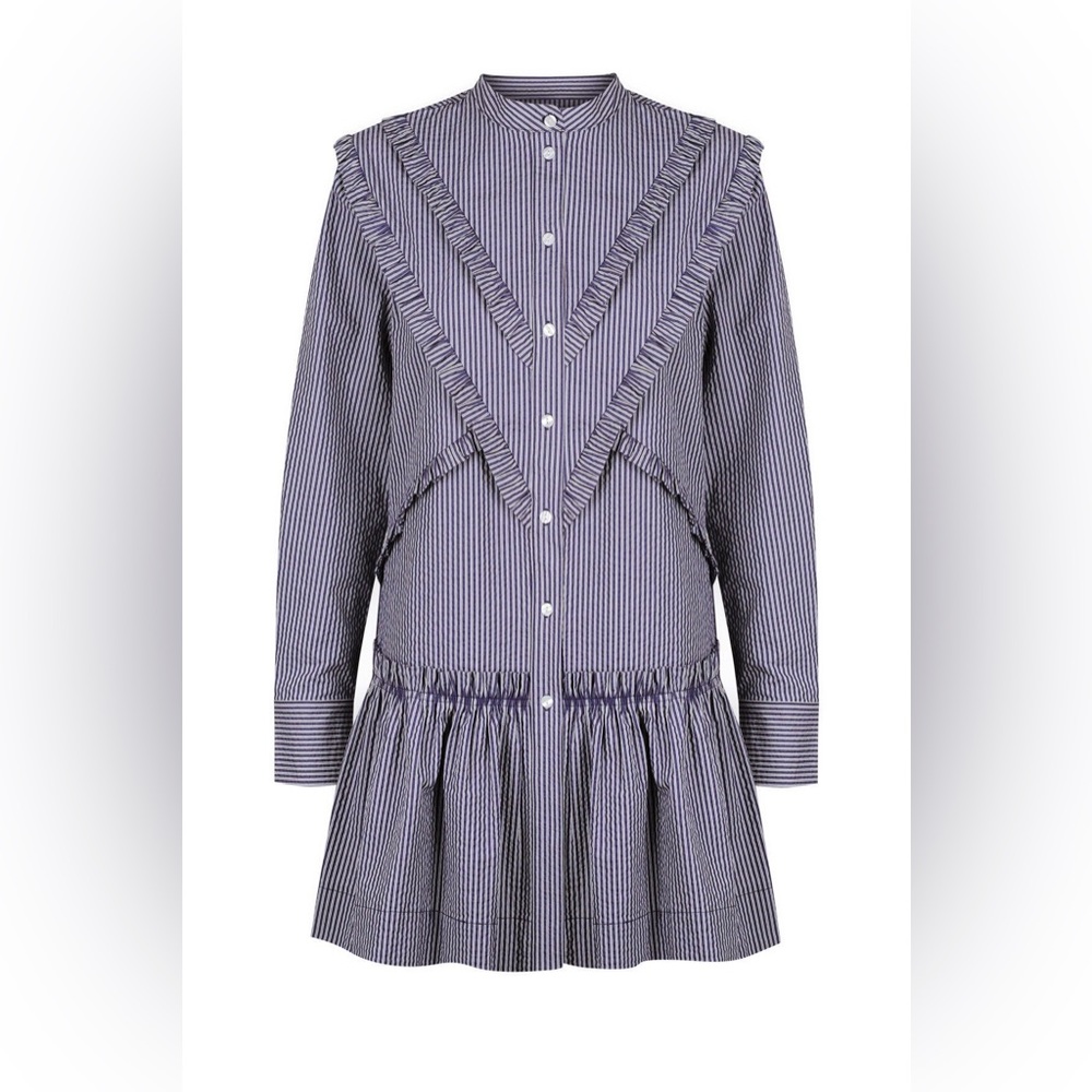 Shona Joy Blue Striped knee height Dress M